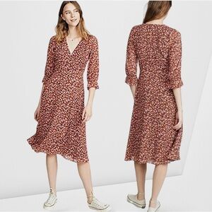 Madewell Burgundy Midi V-neck Dress